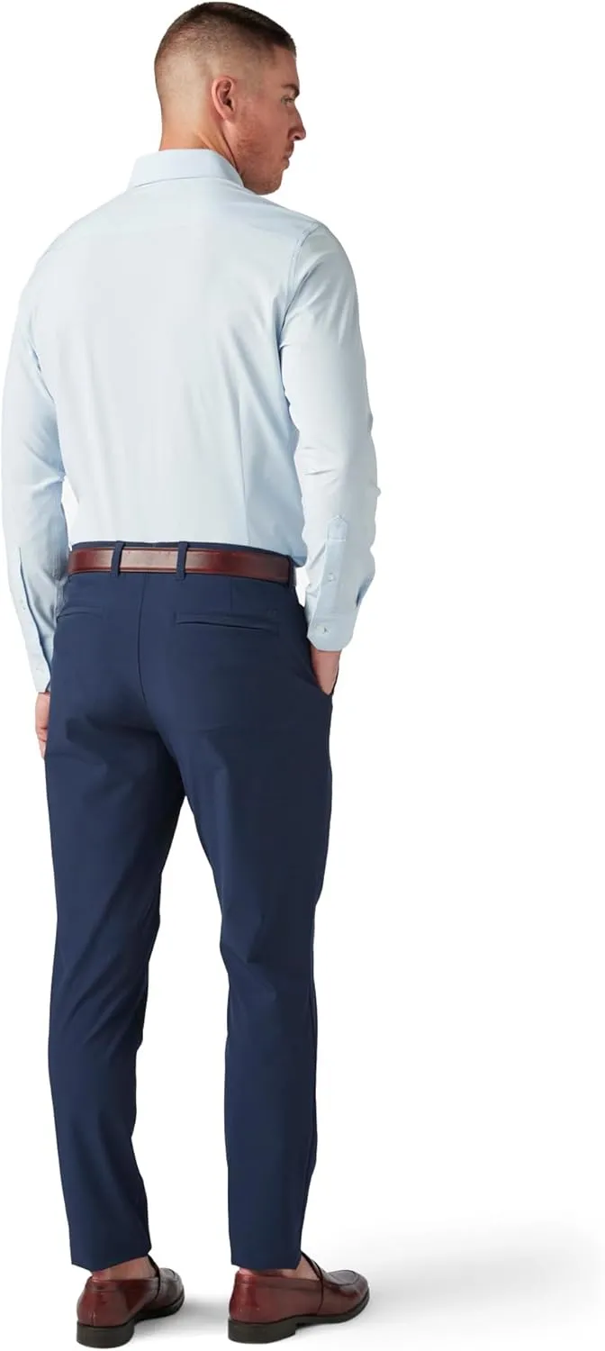Mizzen Main Leeward Performance Men's Long-Sleeve Dress Shirt - Wrinkle-Resistant, 4-Way Stretch, Trim Fit