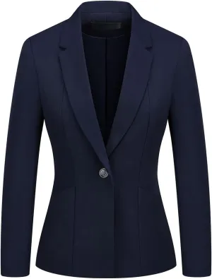MODFUL Women's Formal Business Blazer One Button Long Sleeve Suit Jacket for Lady with Notch Lapel Work Office