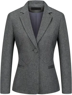 MODFUL Women's Formal Business Blazer One Button Long Sleeve Suit Jacket for Lady with Notch Lapel Work Office