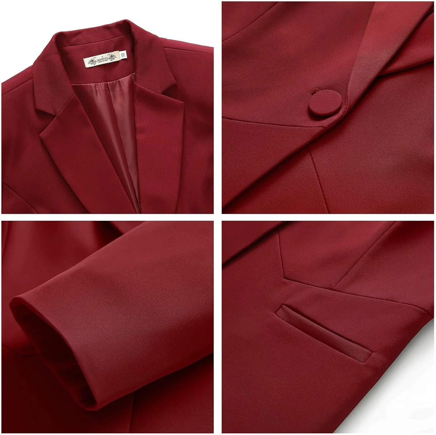 MODFUL Women's Formal Business Blazer One Button Long Sleeve Suit Jacket for Lady with Notch Lapel Work Office