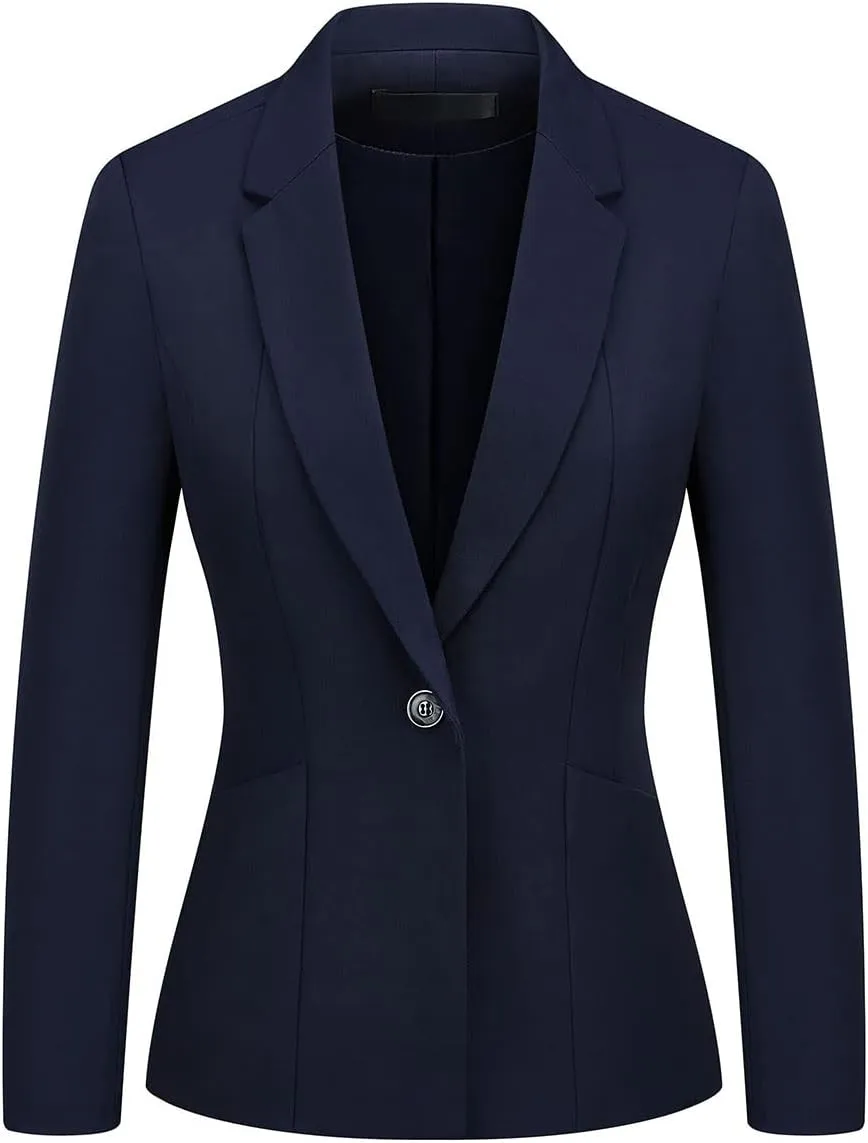 MODFUL Women's Formal Business Blazer One Button Long Sleeve Suit Jacket for Lady with Notch Lapel Work Office