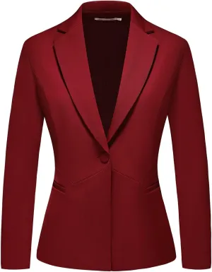 MODFUL Women's Formal Business Blazer One Button Long Sleeve Suit Jacket for Lady with Notch Lapel Work Office