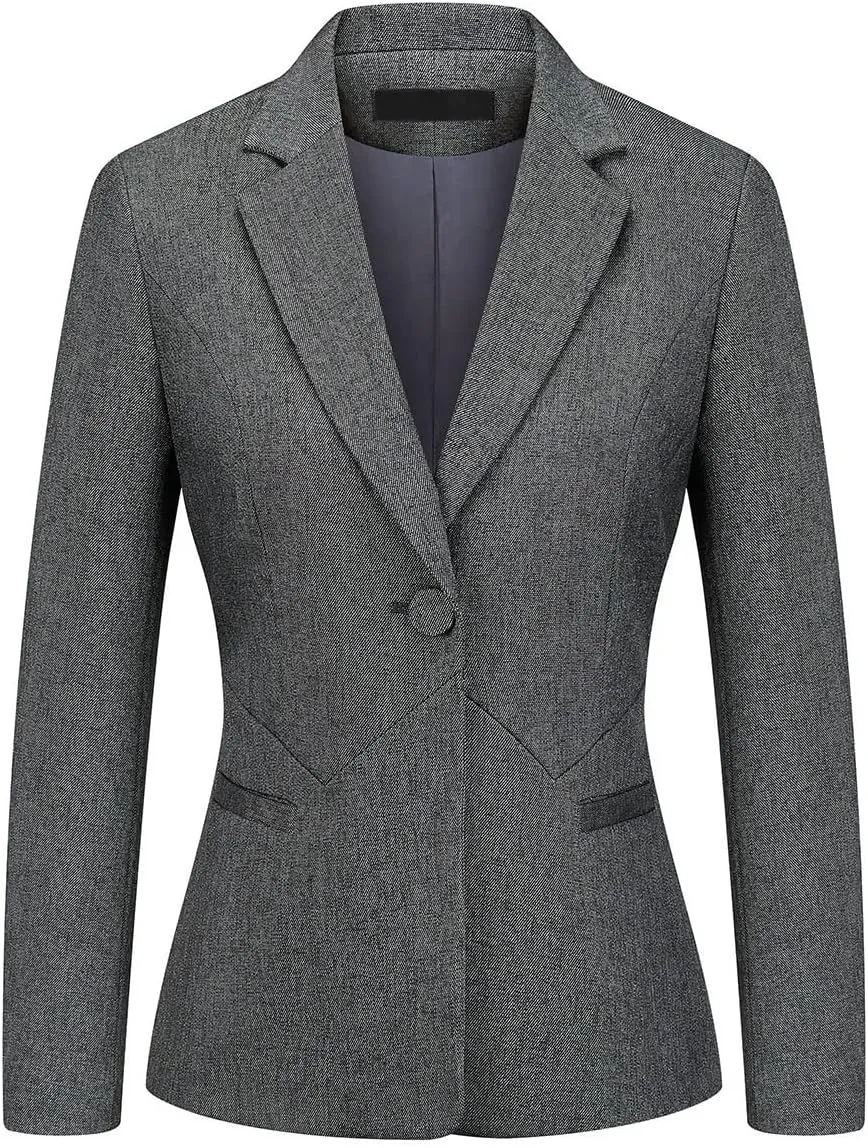 MODFUL Women's Formal Business Blazer One Button Long Sleeve Suit Jacket for Lady with Notch Lapel Work Office