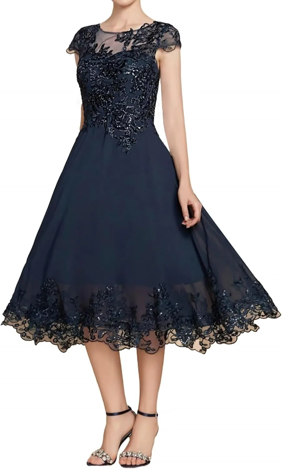 Mother of The Bride Dresses for Wedding Lace Evening Dress Tea Length Chiffon Formal Party Gowns