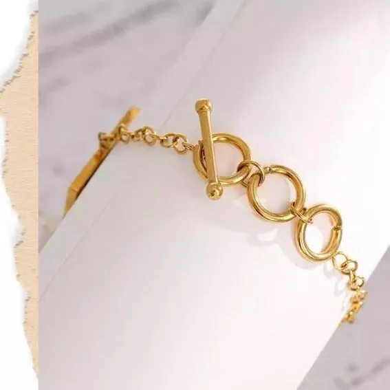 Multi Square Link Shell Accent Statement Bracelet