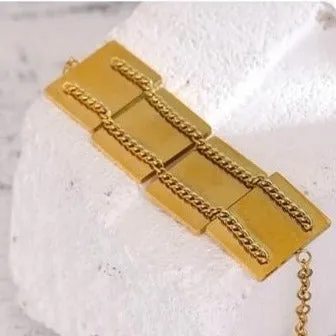 Multi Square Link Shell Accent Statement Bracelet