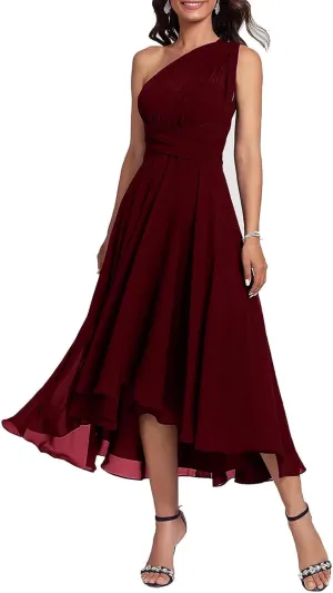 Multi-Way Chiffon Mother of The Bride Dress for Wedding One Shoulder Convertible Formal Evening Gown