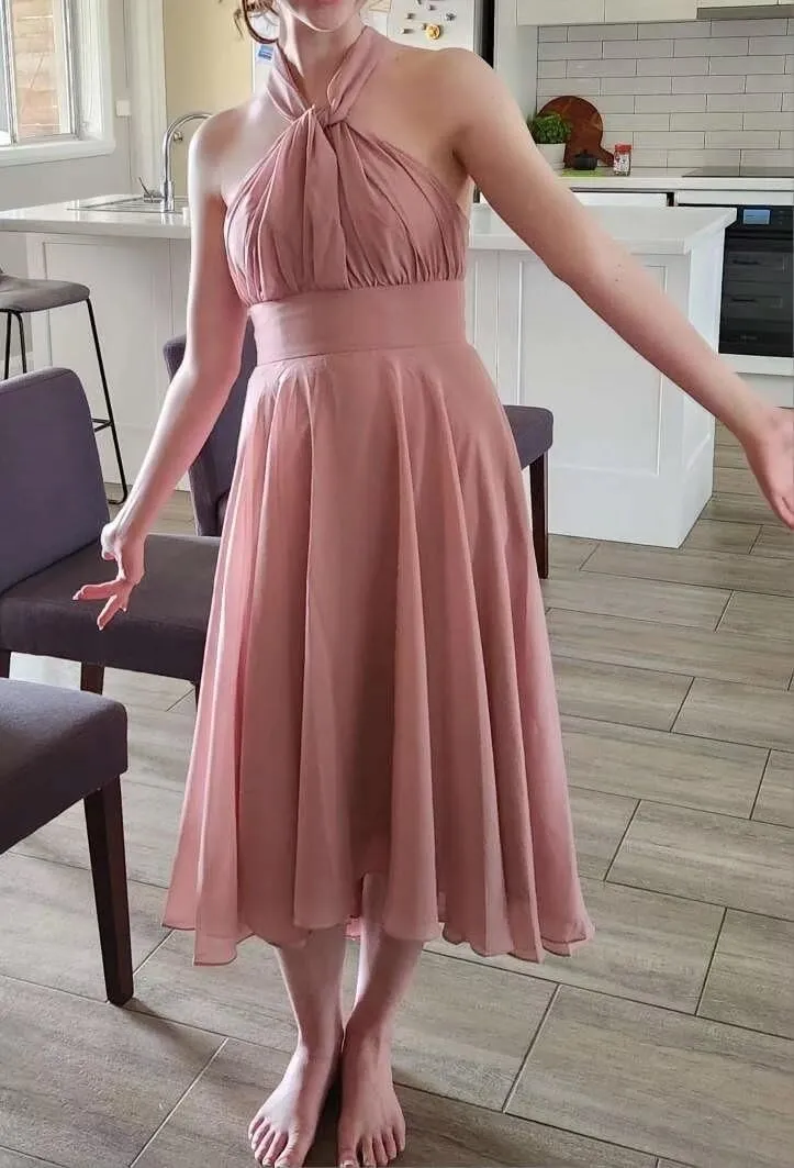 Multi-Way Chiffon Mother of The Bride Dress for Wedding One Shoulder Convertible Formal Evening Gown