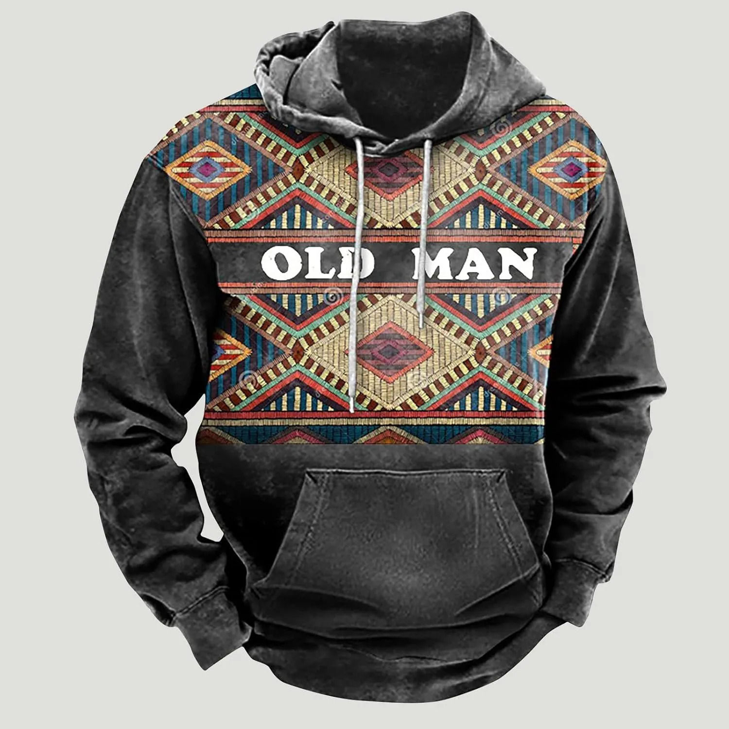 Muscularfit Mens Crewneck Sweatshirts Graphic Vintage Western Aztec Ethnic Drawstring Pullover Ethnic Print Patchwork Hoodies