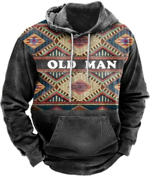 Muscularfit Mens Crewneck Sweatshirts Graphic Vintage Western Aztec Ethnic Drawstring Pullover Ethnic Print Patchwork Hoodies