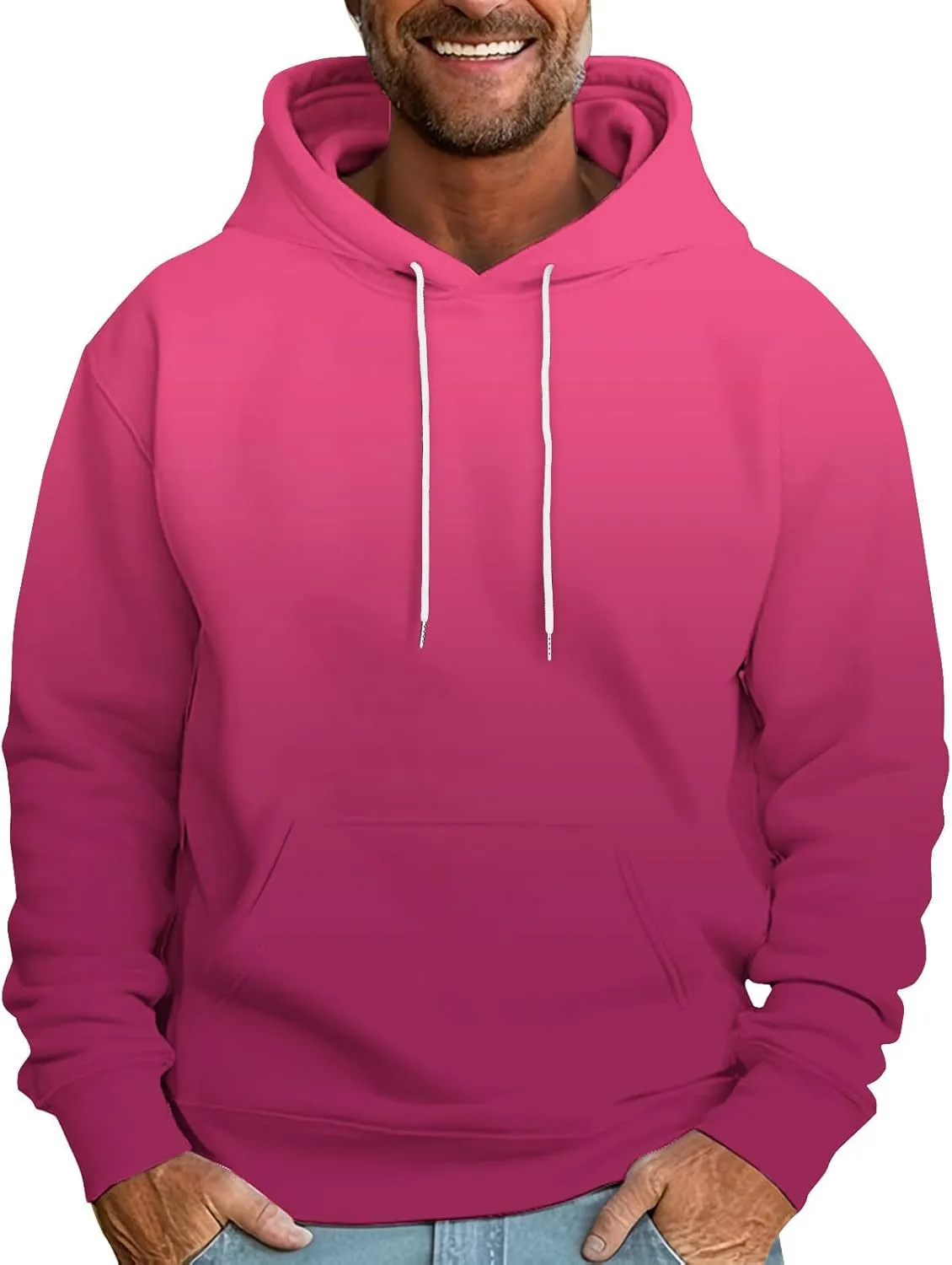 Muscularfit Mens Hooded Sweatshirt Drawstring Long Sleeve Gradient Color Casual Pullover Shirt Gym Athletic Oversized Hoodie