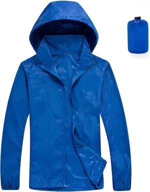 Muscularfit Mens Packable Rain Jacket Lightweight Waterproof Windbreaker Jackets Sun Hoodie Light Raincoats with Storage Bag