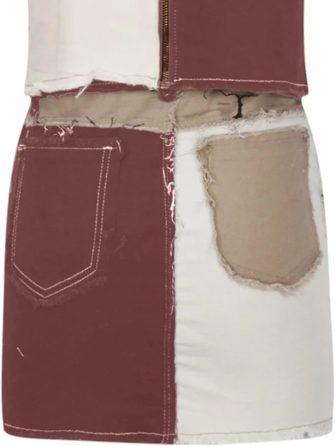 NaRHbrg Denim Skirts for Women's Casual Distressed Ripped A-Line Denim Short Skirt Zipper Front Denim Mini Skirt with Pocket