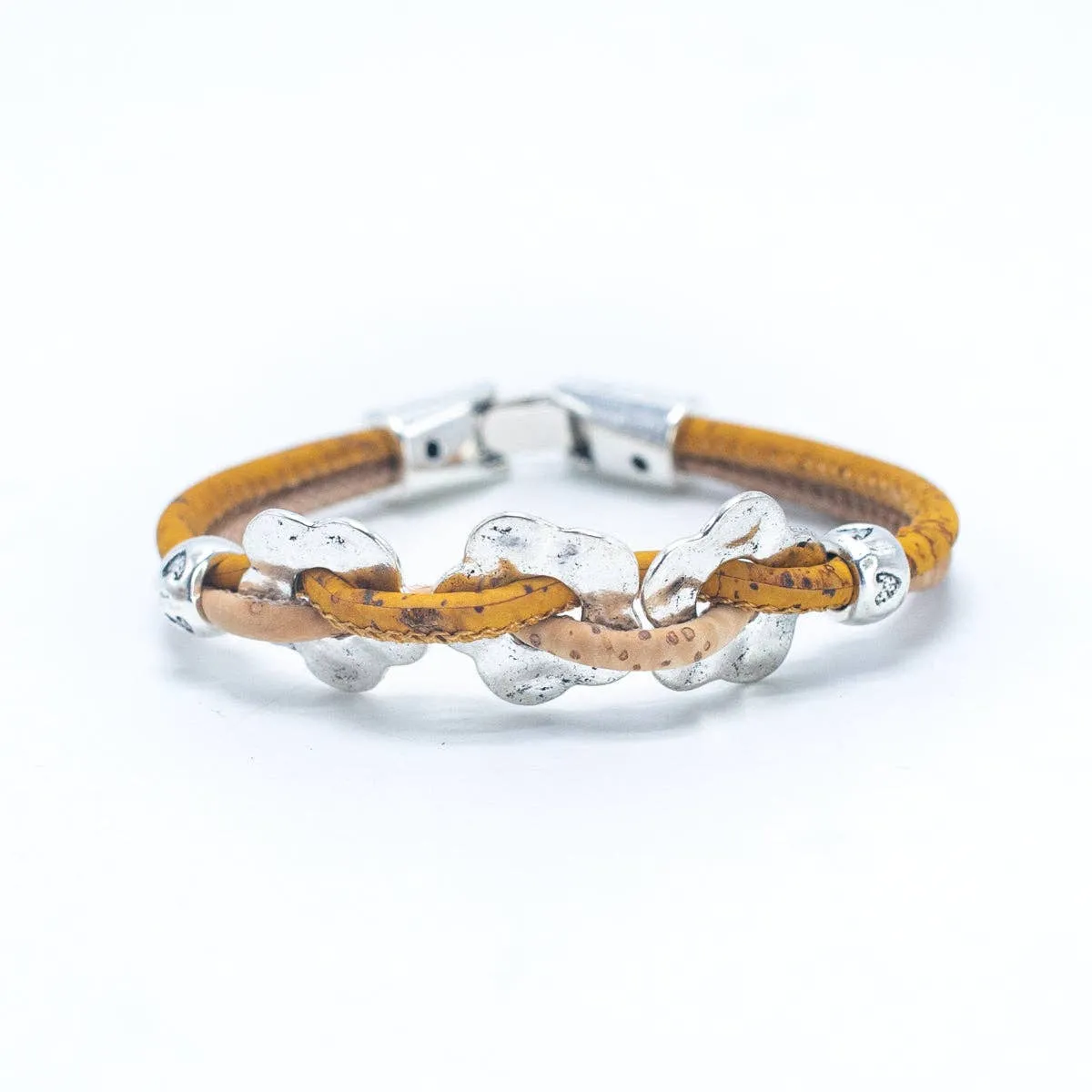 Natural Cork Wire and Flower Handmade Bracelet