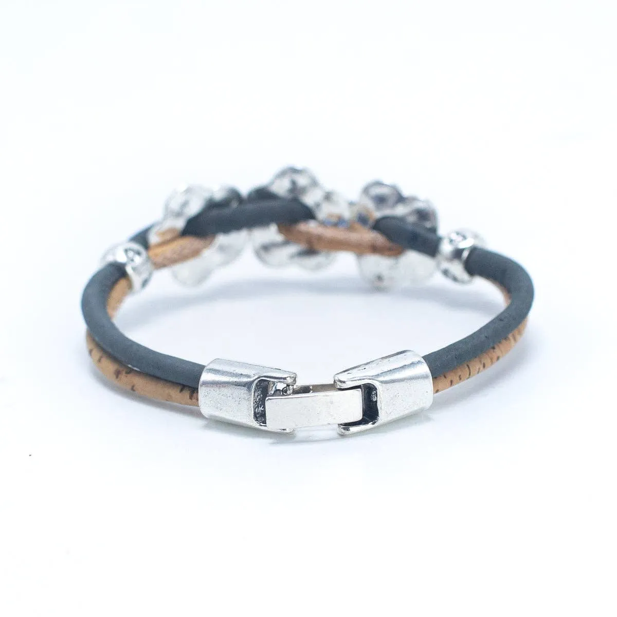 Natural Cork Wire and Flower Handmade Bracelet