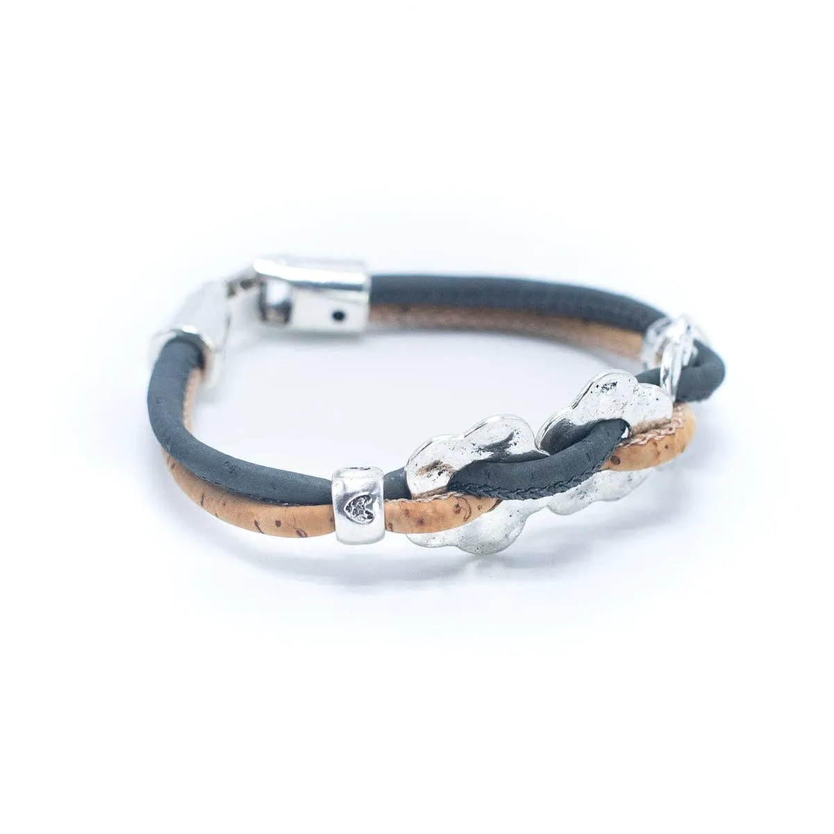 Natural Cork Wire and Flower Handmade Bracelet