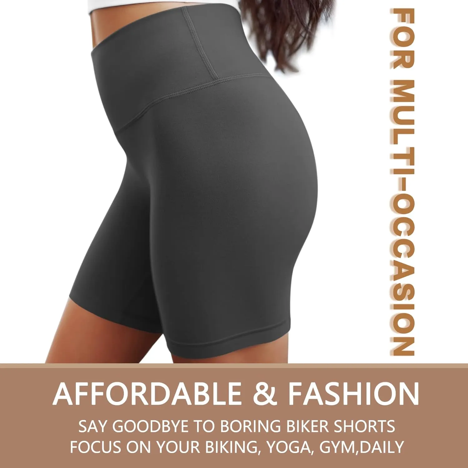 Natural Feelings Buttercloud 4 Pack Biker Shorts for Women-8" High Waist Tummy Control Workout Shorts Athletic Gym Yoga Pants