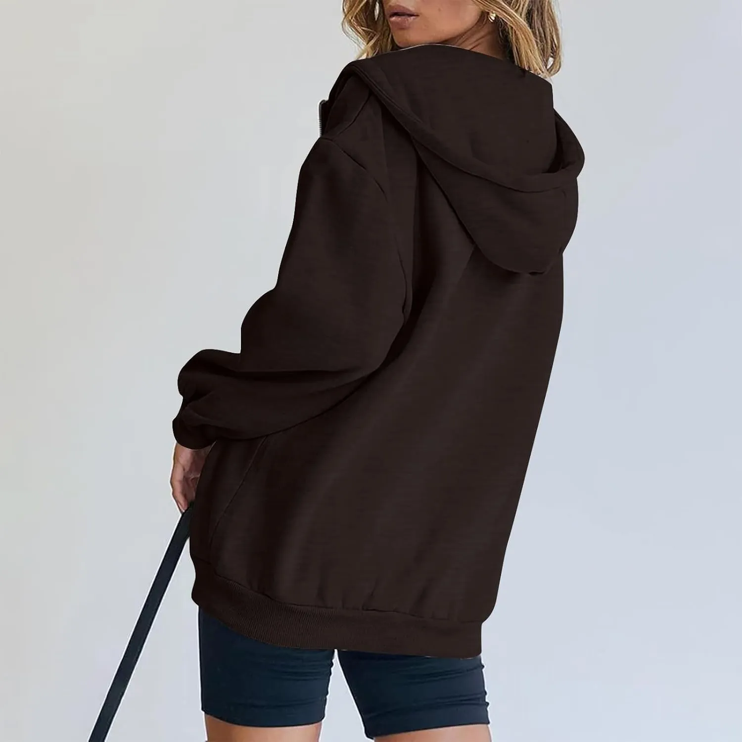 NBXNZWF Women's Zip Up Y2K Hoodies Casual Long Sleeve Oversized Sweatshirts 2025 Fall Winter Drawstring Jackets With Pockets