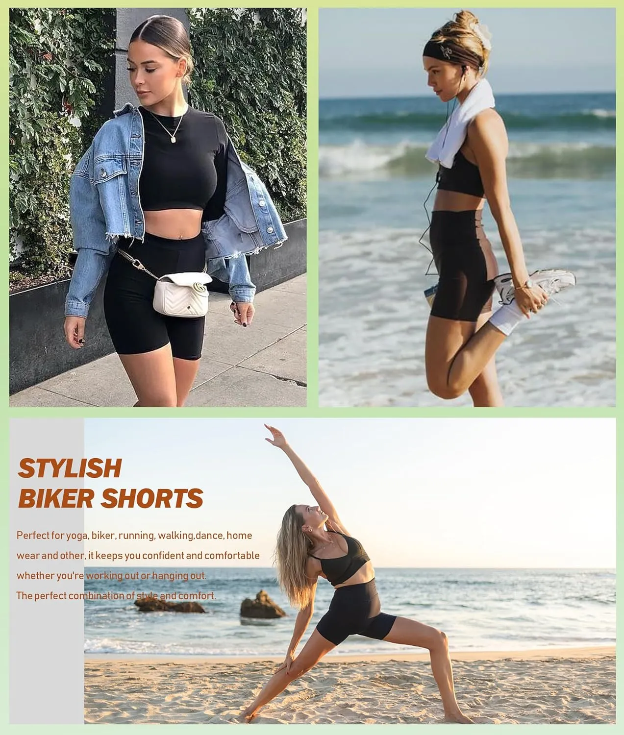 NEW YOUNG Biker Shorts with Pockets for Women High Waisted Tummy Control-5/8 Womens Bike Shorts for Workout Yoga