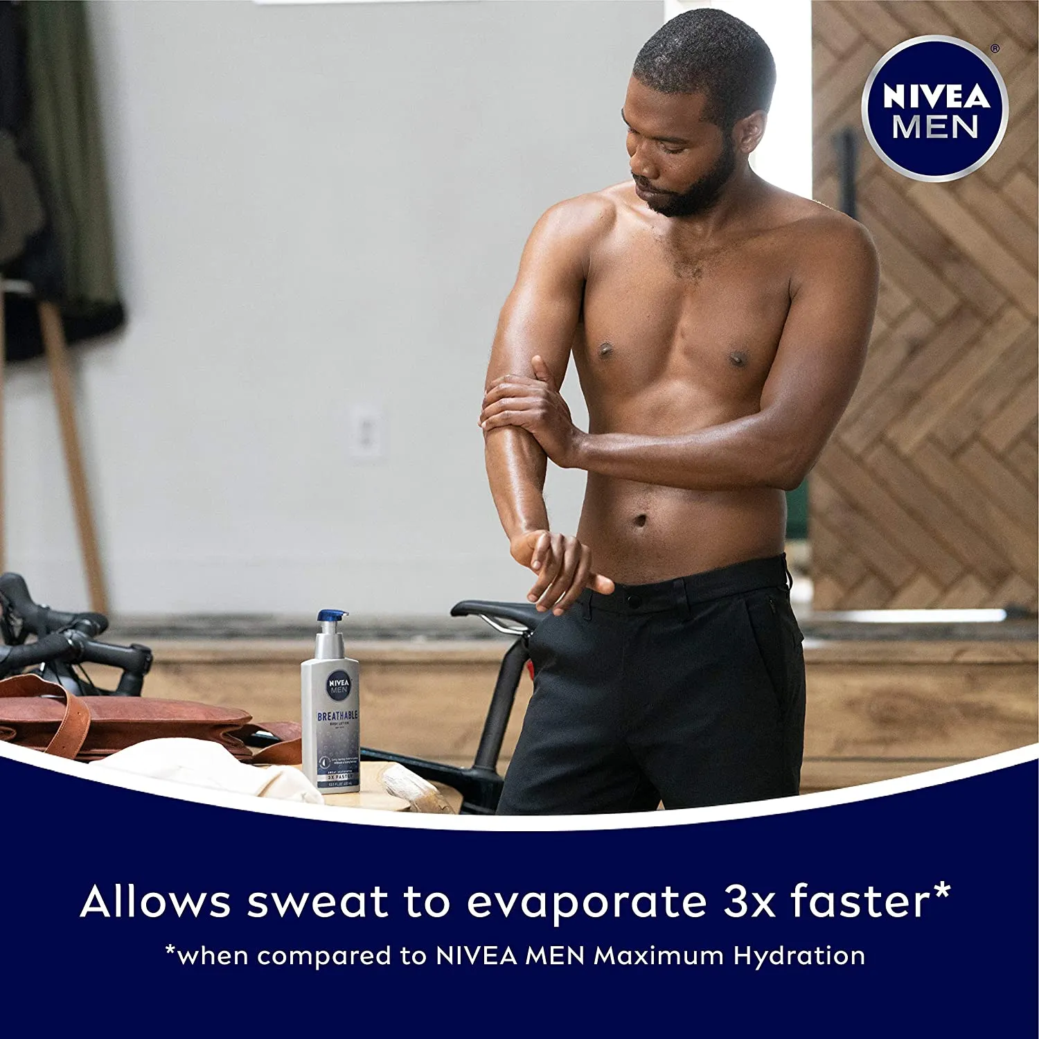 Nivea Men Breathable Body Lotion, Sweat Evaporates Faster, No Sticky Feel, Fresh Scent, Dry Skin, 13.5 Ounce
