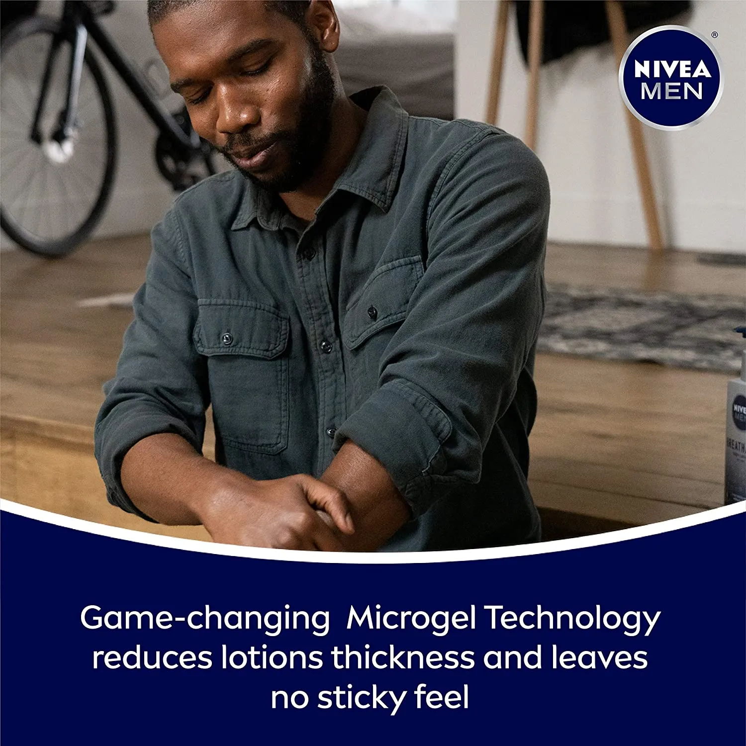 Nivea Men Breathable Body Lotion, Sweat Evaporates Faster, No Sticky Feel, Fresh Scent, Dry Skin, 13.5 Ounce