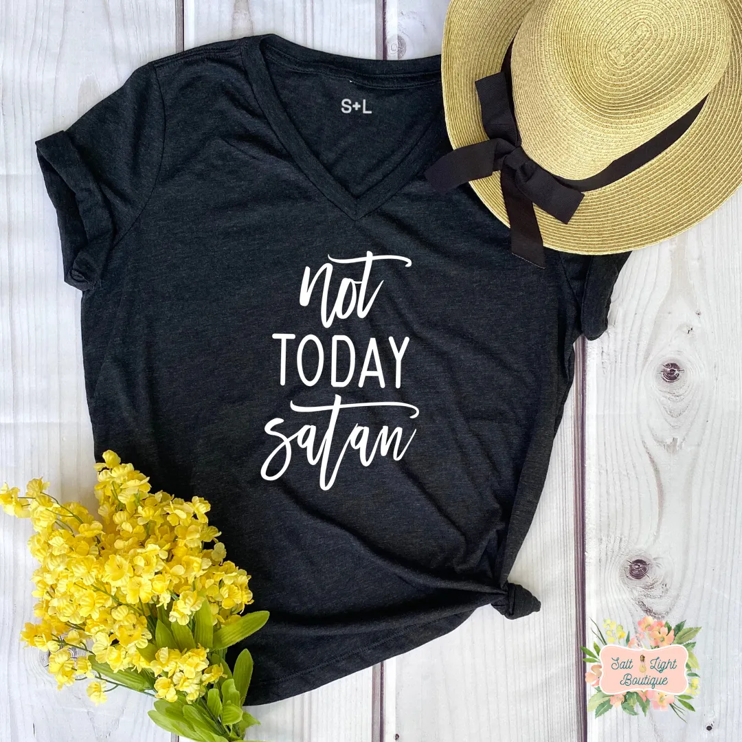 NOT TODAY SATAN TRIBLEND T-SHIRT | WOMEN'S V-NECK