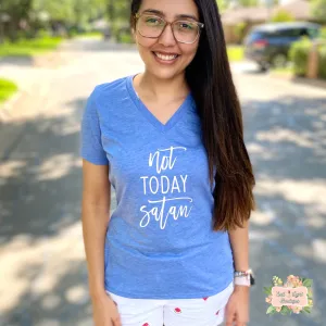NOT TODAY SATAN TRIBLEND T-SHIRT | WOMEN'S V-NECK