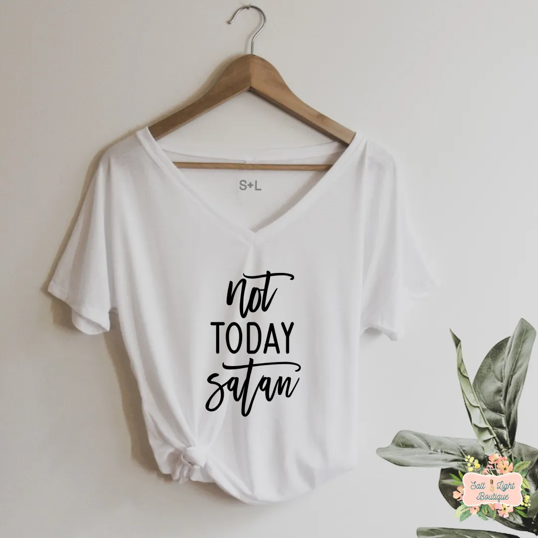 NOT TODAY SATAN TRIBLEND T-SHIRT | WOMEN'S V-NECK
