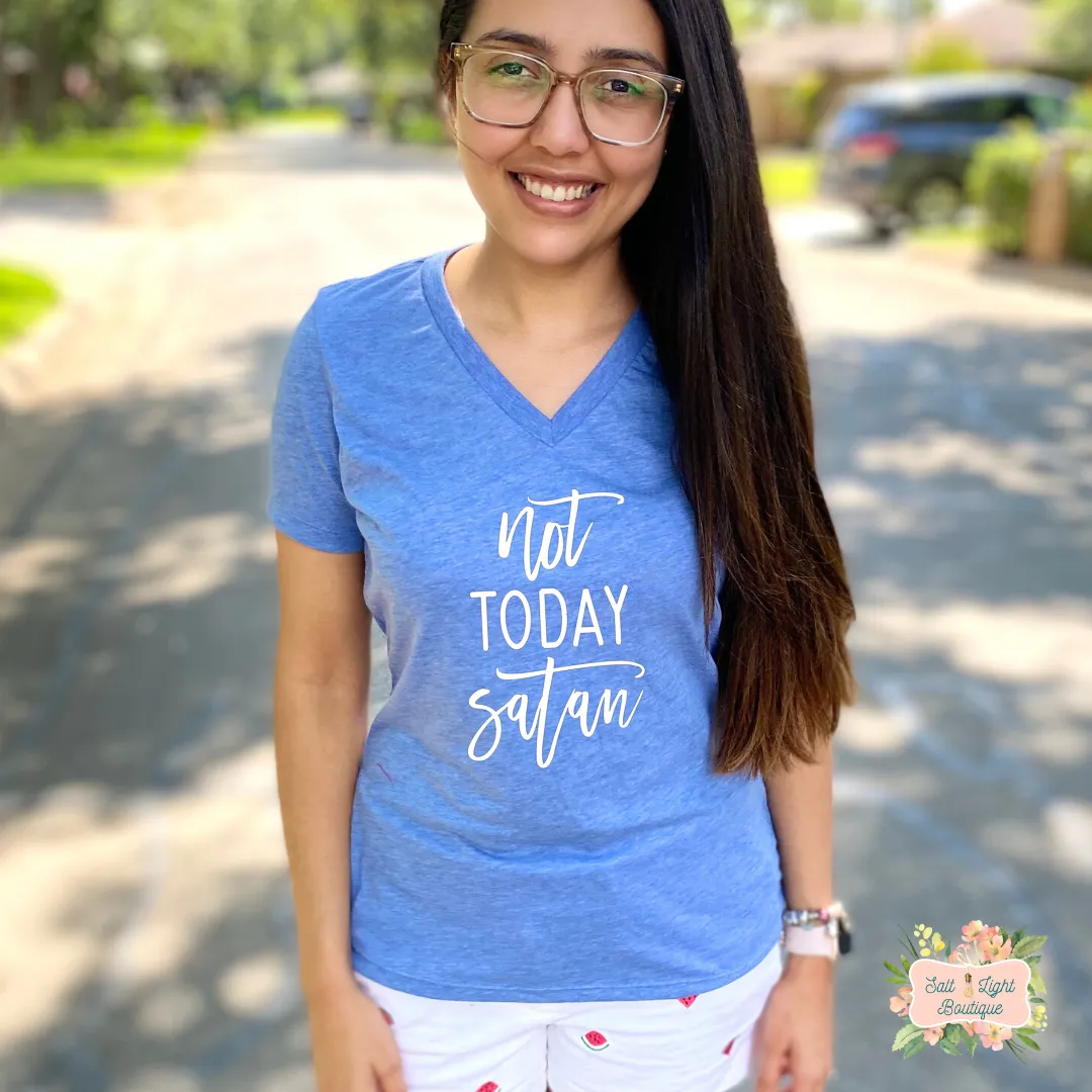 NOT TODAY SATAN TRIBLEND T-SHIRT | WOMEN'S V-NECK
