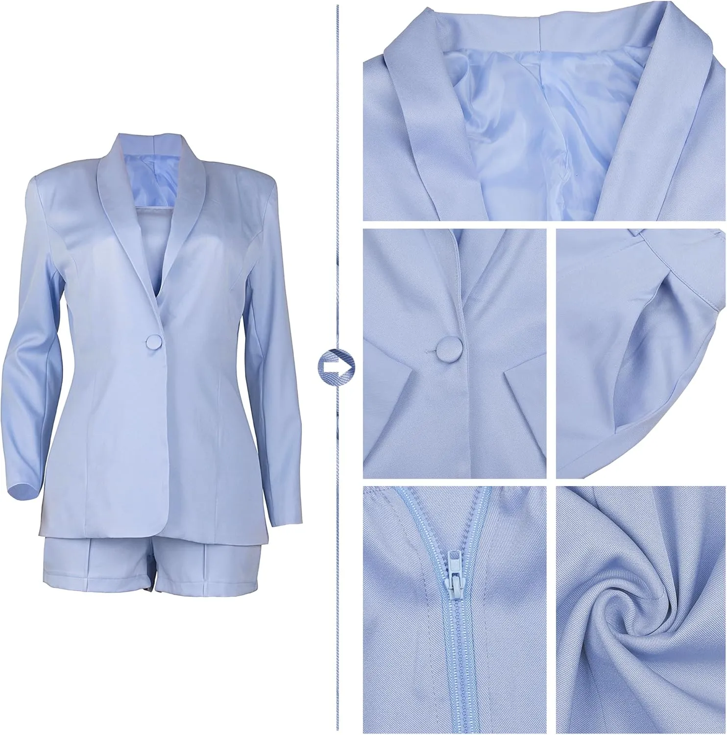 NRTHYE Women Sexy Bussiness Outfits 3 Piece Open Front Button Blazers   Crop Tops   Belted Shorts Set Jumpsuits