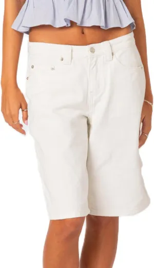 NUFIWI Women Baggy Denim Bermuda Shorts Y2k Vintage Straight Leg Denim Shorts Casual Knee Length Jean Jorts with Pockets