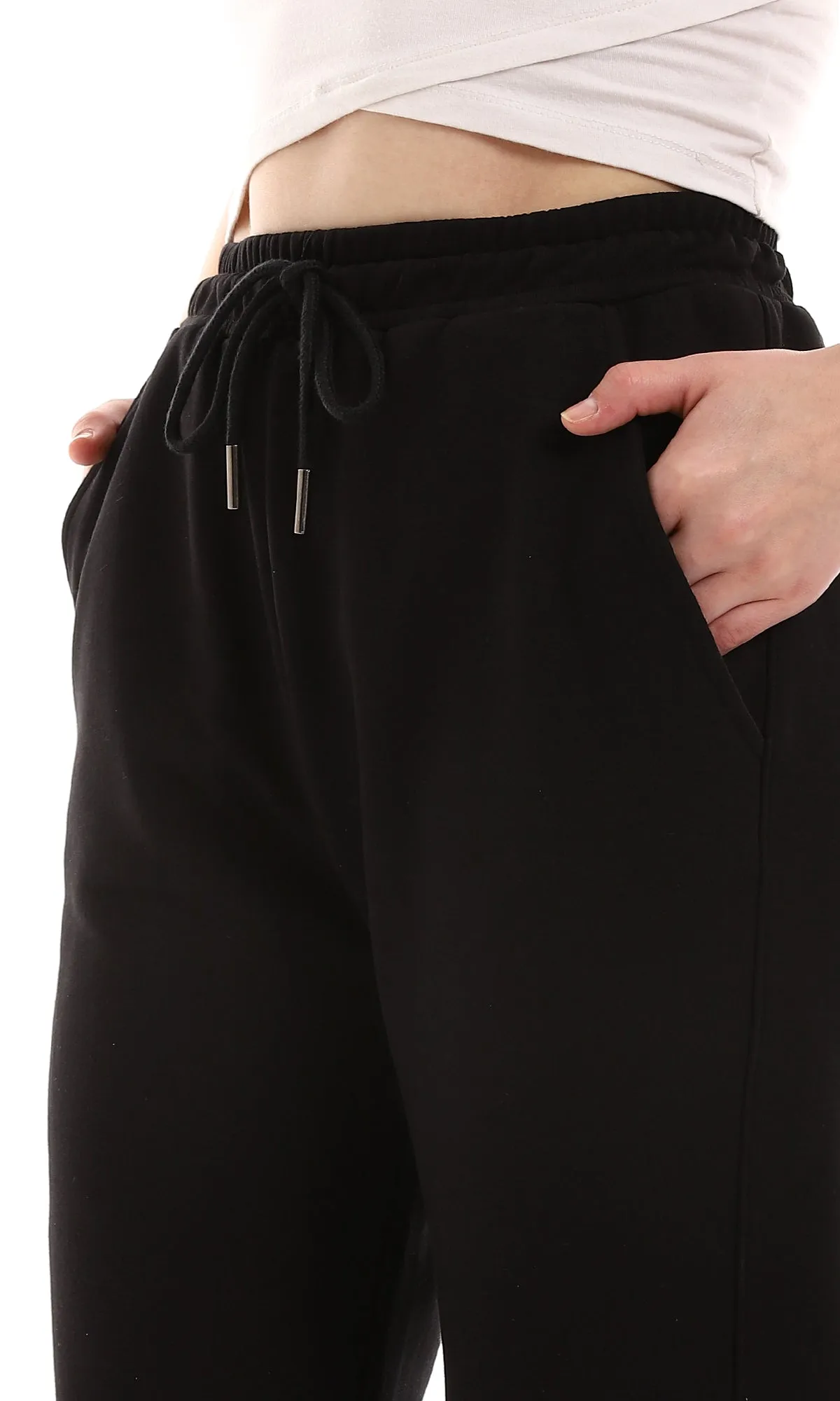 O165841 Black Sweatpants With Thick Elastic Ankles