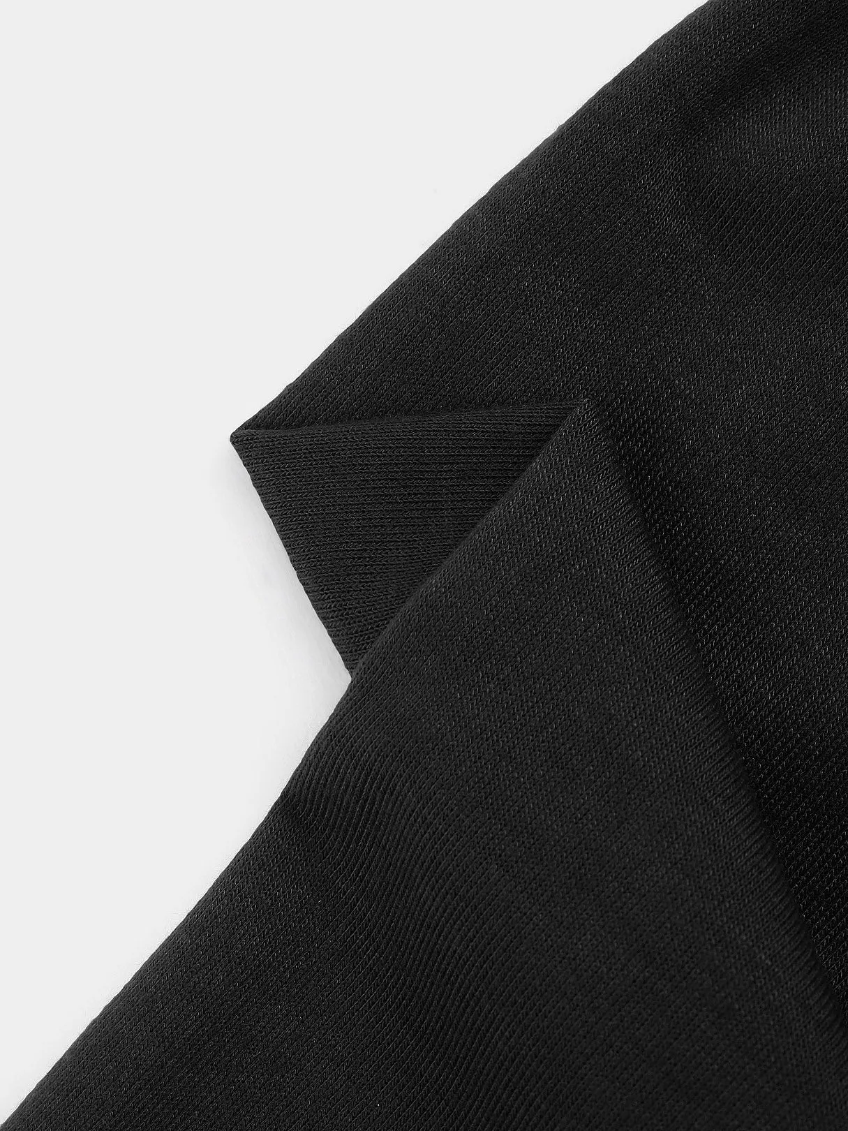OEM ODM Round Neck Slit Long Sleeve Irregular Curved Hem Black T-Shirts