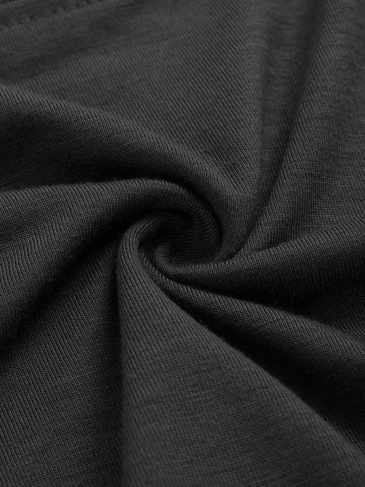 OEM ODM Round Neck Slit Long Sleeve Irregular Curved Hem Black T-Shirts