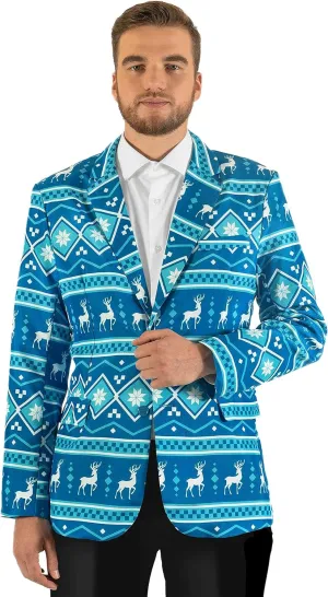 Offstream Men's Christmas Blazer - Ugly X-Mas Holiday Print Outfit - Only Suit Jacket