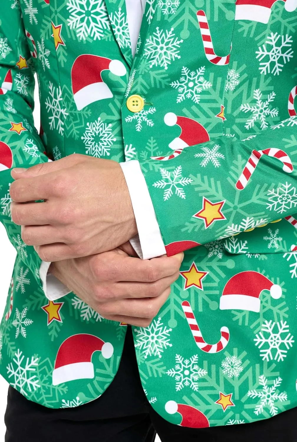 Offstream Men's Christmas Blazer - Ugly X-Mas Holiday Print Outfit - Only Suit Jacket