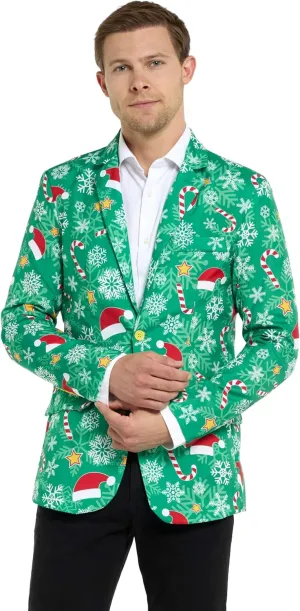 Offstream Men's Christmas Blazer - Ugly X-Mas Holiday Print Outfit - Only Suit Jacket