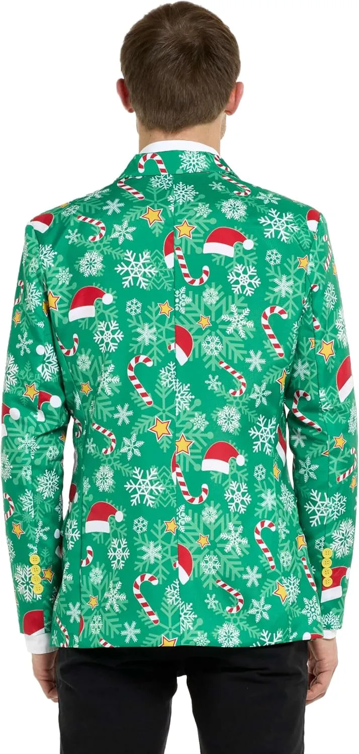 Offstream Men's Christmas Blazer - Ugly X-Mas Holiday Print Outfit - Only Suit Jacket