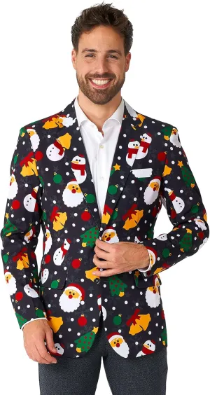 Offstream Men's Christmas Blazer - Ugly X-Mas Holiday Print Outfit - Only Suit Jacket