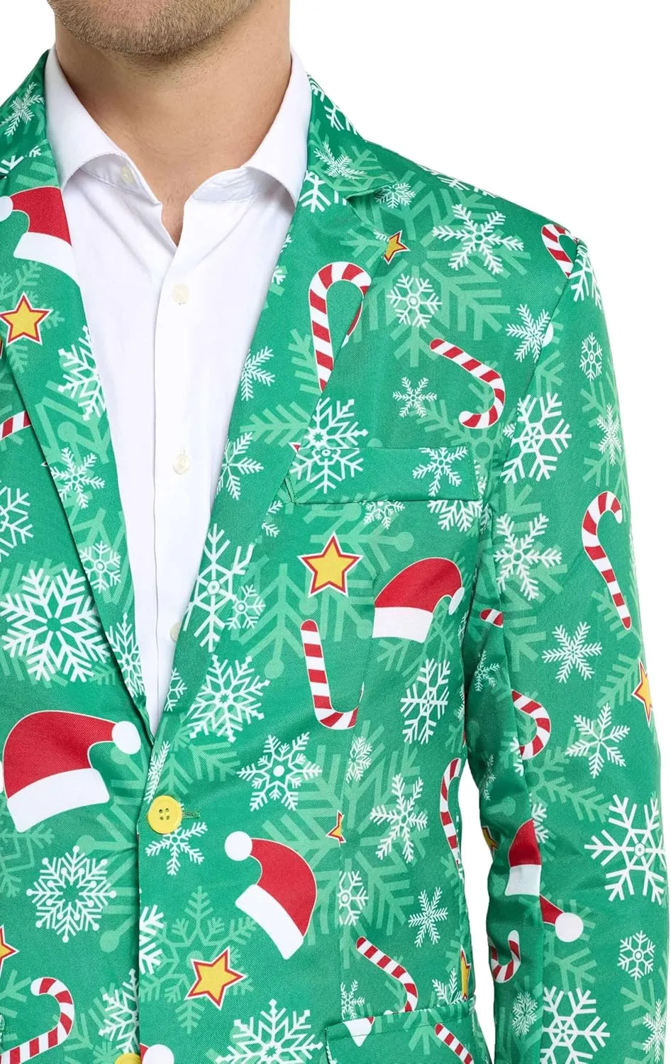 Offstream Men's Christmas Blazer - Ugly X-Mas Holiday Print Outfit - Only Suit Jacket