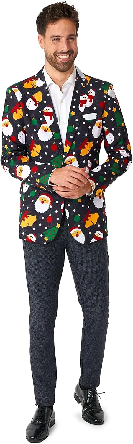 Offstream Men's Christmas Blazer - Ugly X-Mas Holiday Print Outfit - Only Suit Jacket