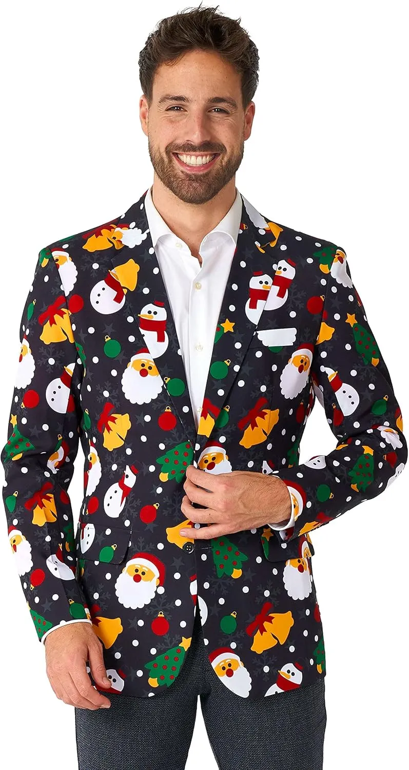 Offstream Men's Christmas Blazer - Ugly X-Mas Holiday Print Outfit - Only Suit Jacket