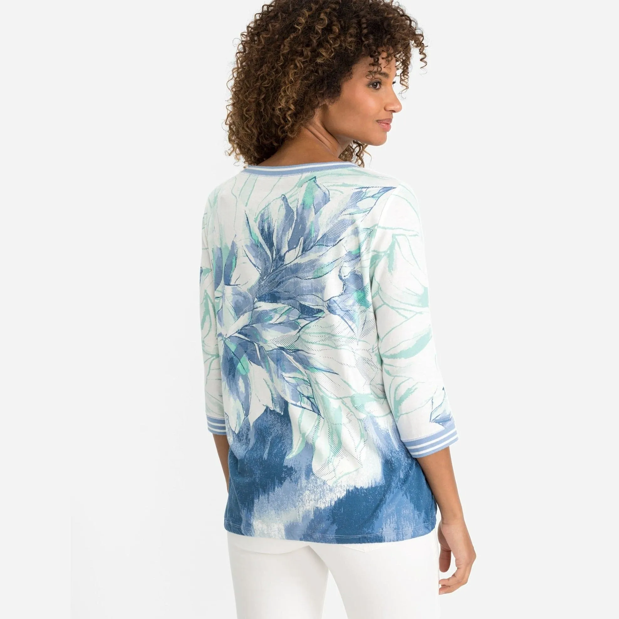 Olsen Clara Round Neck T-Shirt Blue