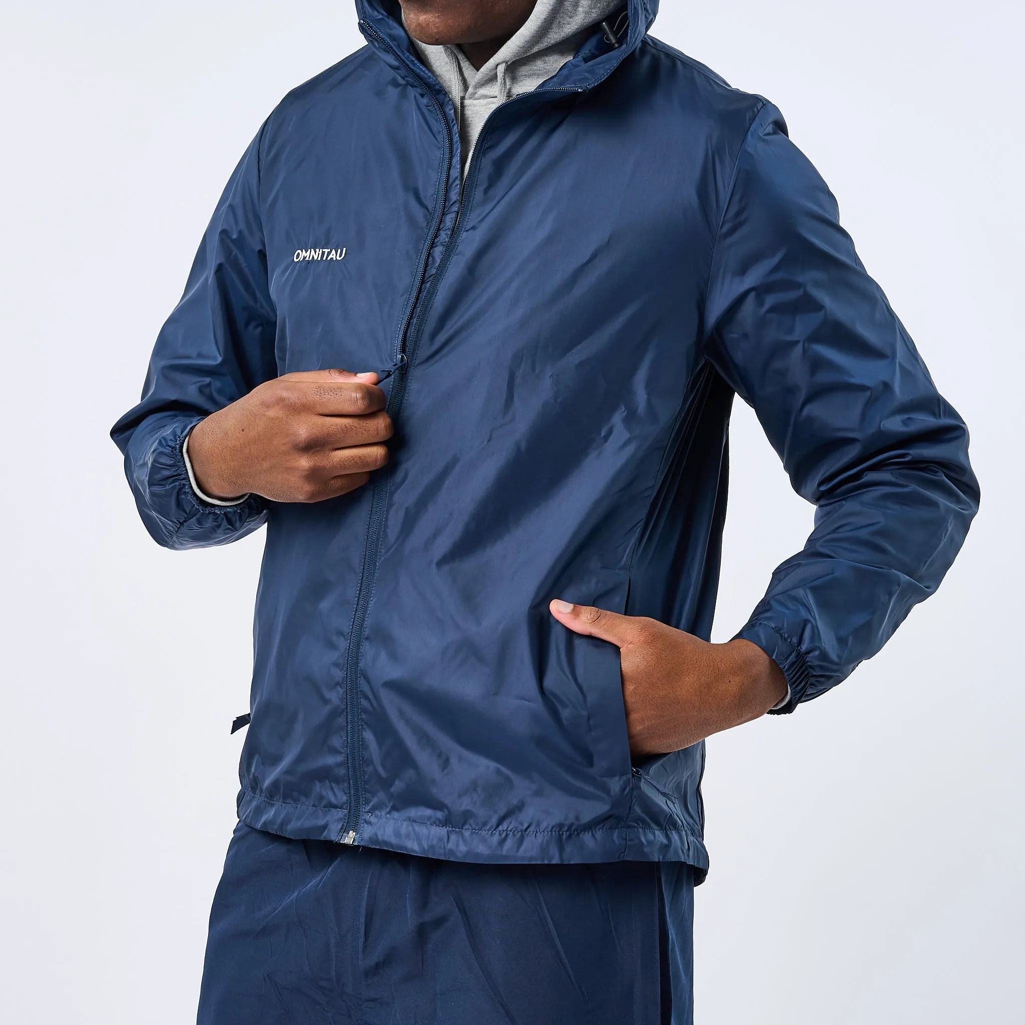 Omnitau Men's Team Sports Recycled Spray Jacket - French Navy