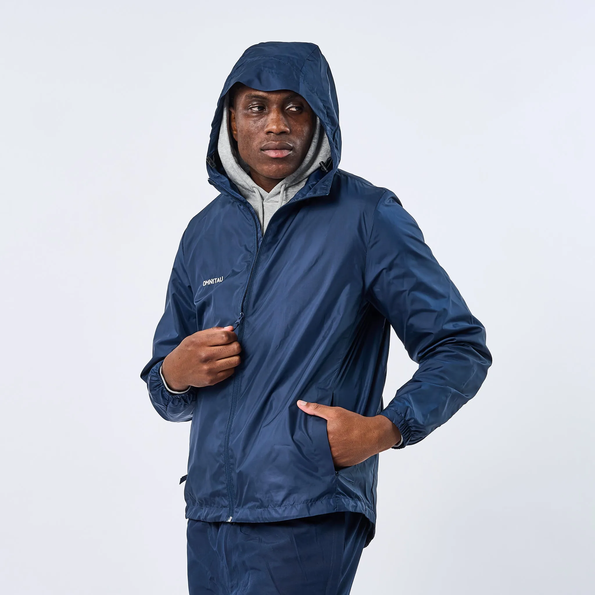Omnitau Men's Team Sports Recycled Spray Jacket - French Navy
