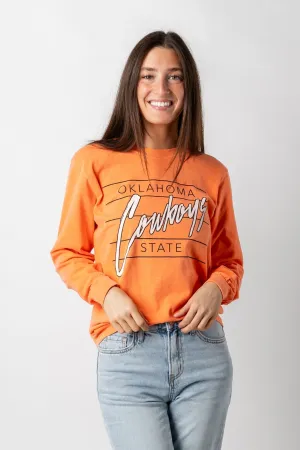 OSU Cowboys diagonal lines long sleeve comfort color t-shirt orange