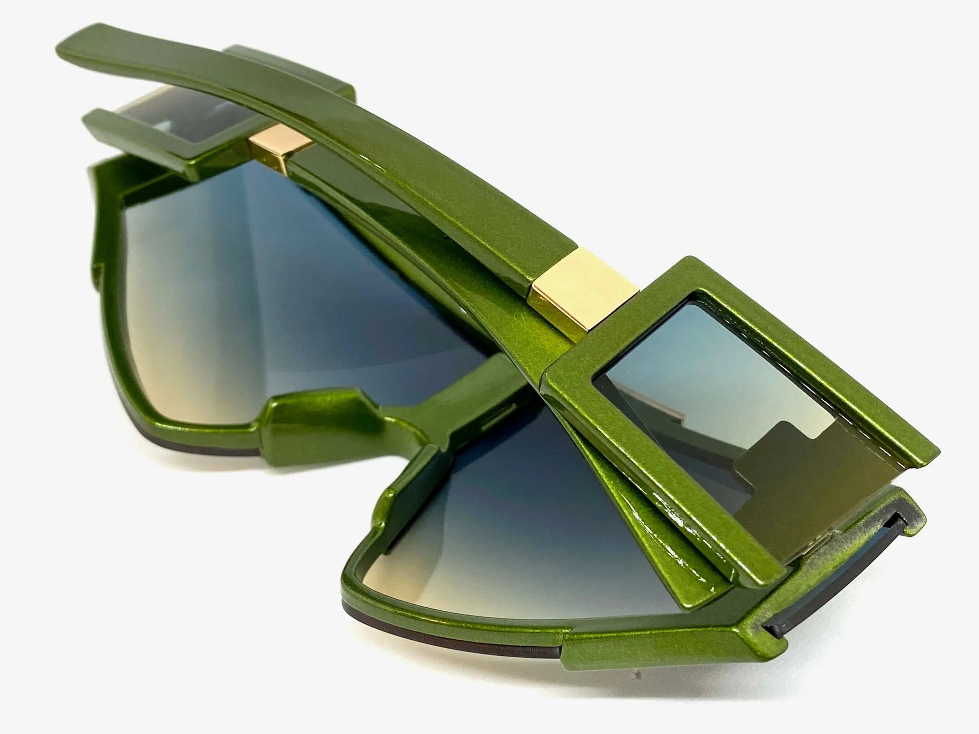Oversized Classic Vintage Retro Hip Hop Style SUNGLASSES Large Green Frame 3021