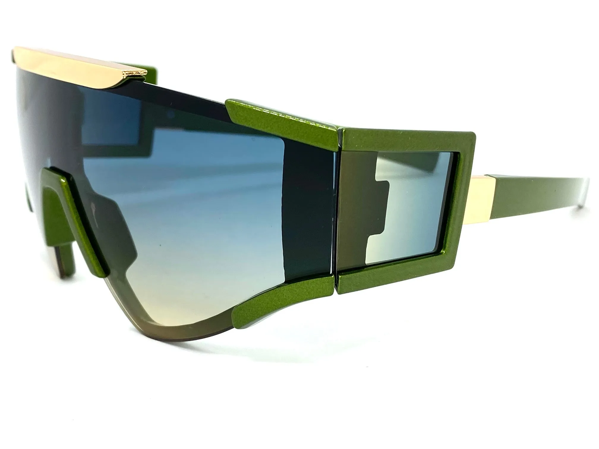 Oversized Classic Vintage Retro Hip Hop Style SUNGLASSES Large Green Frame 3021