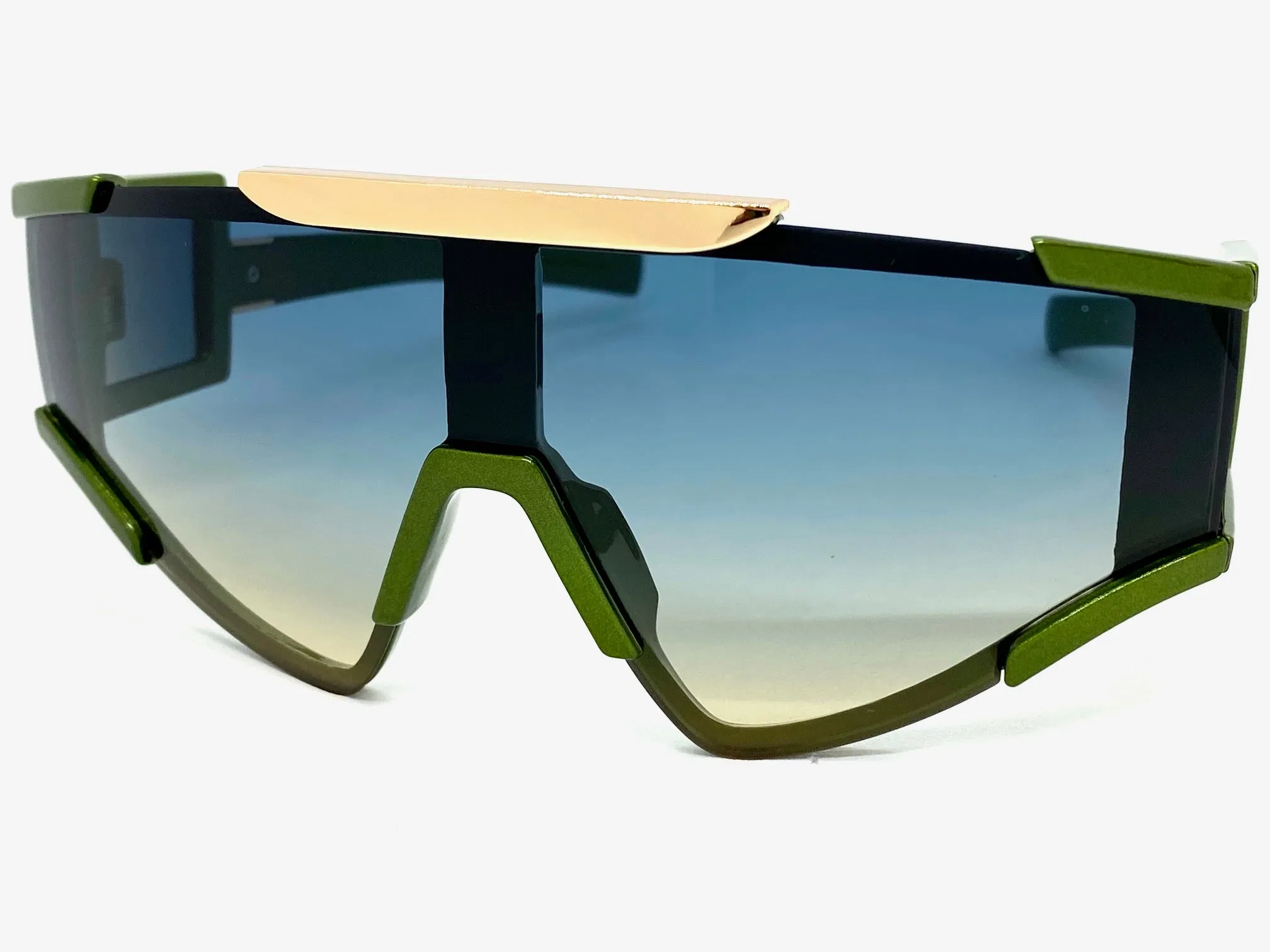 Oversized Classic Vintage Retro Hip Hop Style SUNGLASSES Large Green Frame 3021