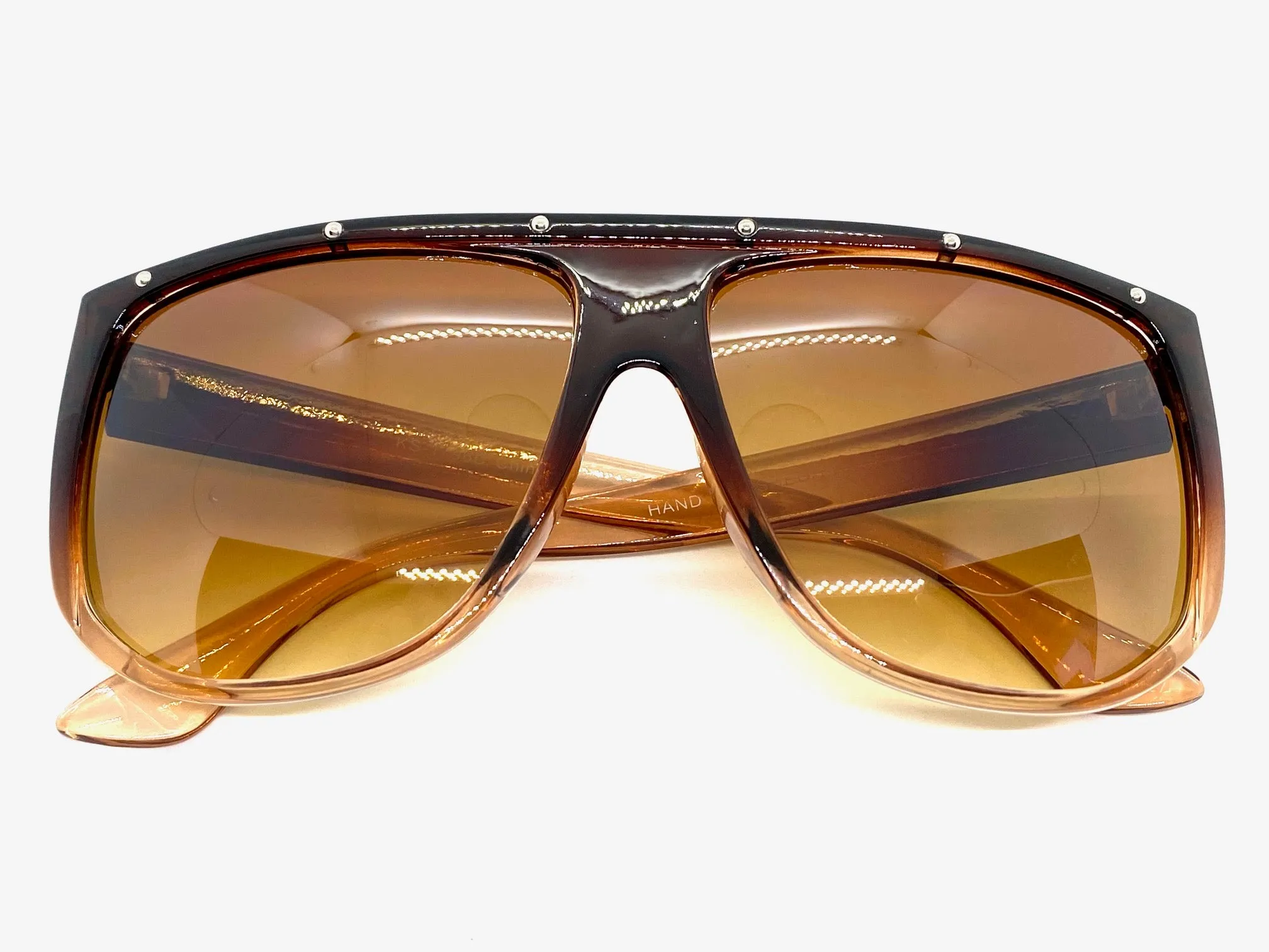 Oversized Classic Vintage Retro Style SUNGLASSES Large Brown Frame 1796